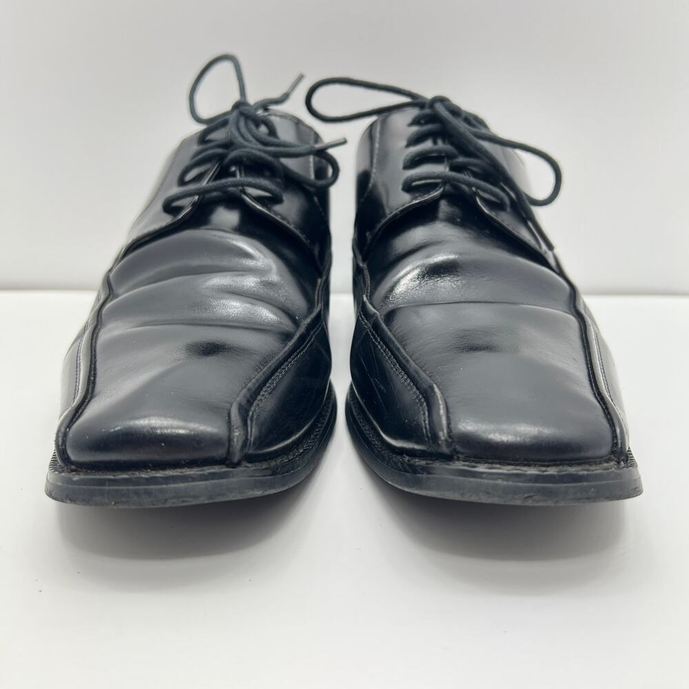 Derby Mens 7.5 Dress Shoes Giorgio Venturi Black Leather Upper - Picture 2 of 8